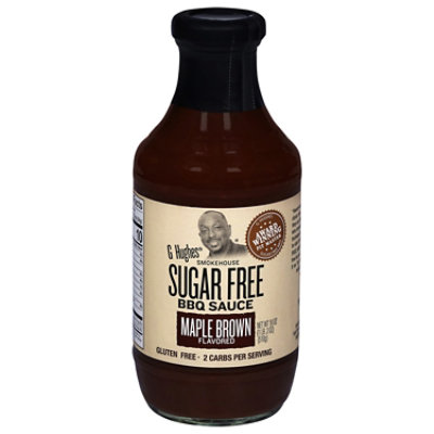 G Hughes Smokehouse Sauce BBQ Sugar Free Maple Brown Flavored - 18 Oz