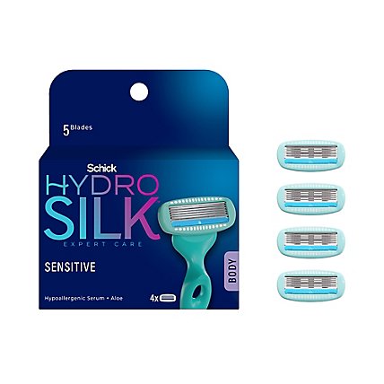 Schick Hydro Silk Womens Shower Ready Sensitive Care Razor Blades Refill - 4 Count - Image 1