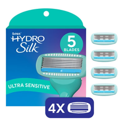 Schick Hydro Silk Womens Shower Ready Sensitive Care Refill Razor Blades - 4 Count