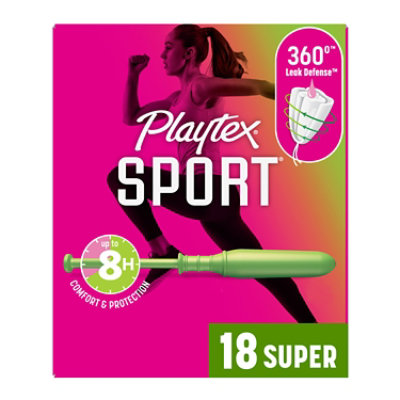 Playtex Plastic Unscented Super Absorbency Sport Tampons - 18 Count