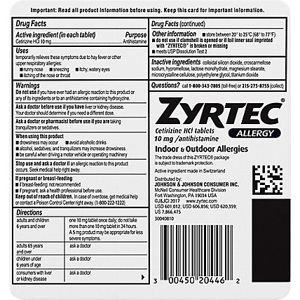 ZYRTEC Allergy Antihistamine 10 mg Tablets Bonus - 40 Count - Image 5