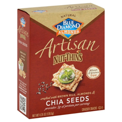 Blue Diamond Nut-Thins Cracker Snacks Artisan Brown RiceAlmonds & Chia Seeds - 4.25 Oz