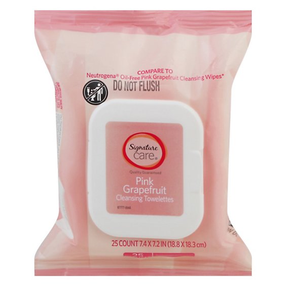 Signature Care Towelette Cleansing Pink Grapefruit - 25 Count