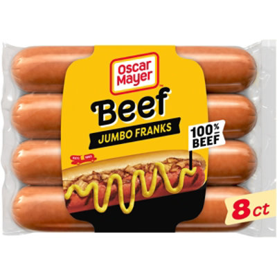 Oscar Mayer Jumbo Angus Beef Uncured Beef Franks Hot Dogs Pack - 8 Count