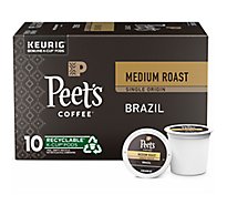 Peet's Coffee Single Origin Brazil Medium Roast K Cup Pods - 10 Count