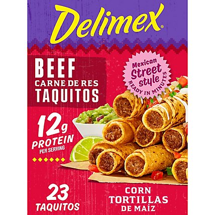 Delimex Beef Corn Taquitos Frozen Snacks Box - 23 Count - Image 1