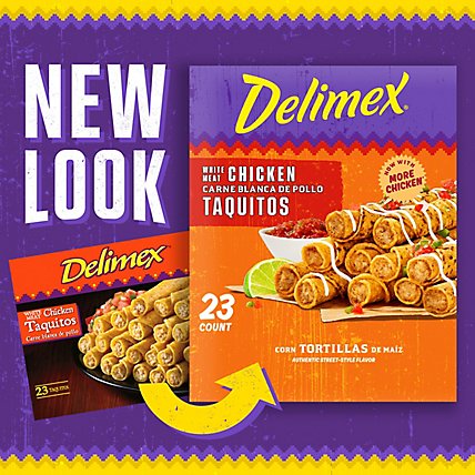 Delimex White Meat Chicken Corn Taquitos Frozen Snacks Box - 23 Count - Image 2