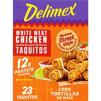 Delimex White Meat Chicken Corn Taquitos Frozen Snacks Box 23 Count