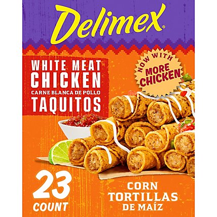 Delimex White Meat Chicken Corn Taquitos Frozen Snacks Box - 23 Count - Image 1