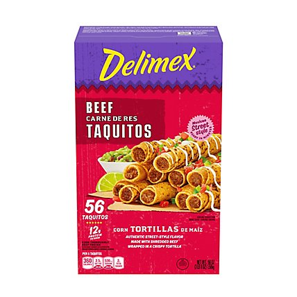 Delimex Beef Corn Taquitos Frozen Snacks Box - 56 Count - Image 2