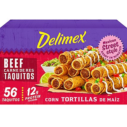 Delimex Beef Corn Taquitos Frozen Snacks Box - 56 Count - Image 3