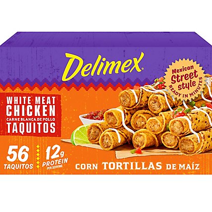 Delimex White Meat Chicken Corn Taquitos Frozen Snacks Box - 56 Count - Image 3