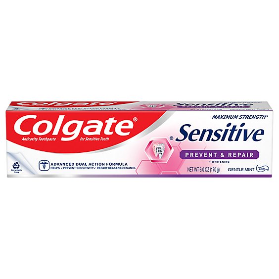 Colgate Sensitive Toothpaste Prevent and Repair Gentle Mint Paste Formula - 6 Oz
