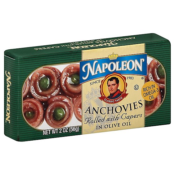 Napoleon Anchovies Rolled With Capers in Olive Oil - 2 Oz