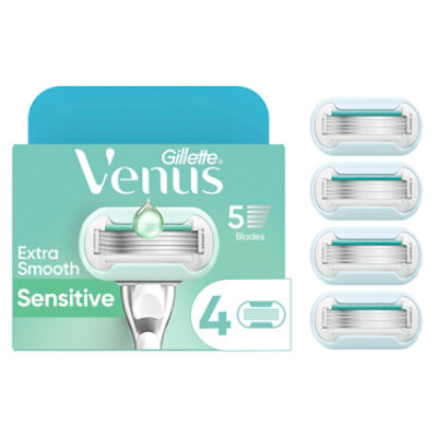 Gillette Venus Razor Blade Refills Deluxe Smooth Sensitive Womens - 4 Count