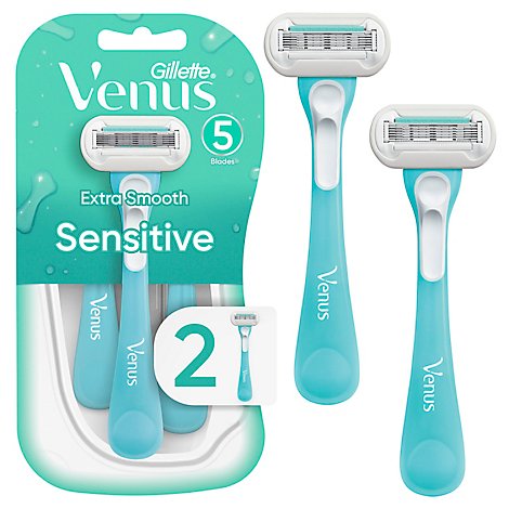 Gillette Venus Disposable Razors Extra Smooth Sensitive Womens - 2 Count