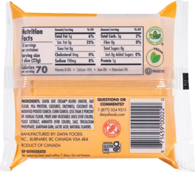 Daiya Dairy Free Cheddar Style Vegan Cheese Slices - 7.8 Oz - Image 5