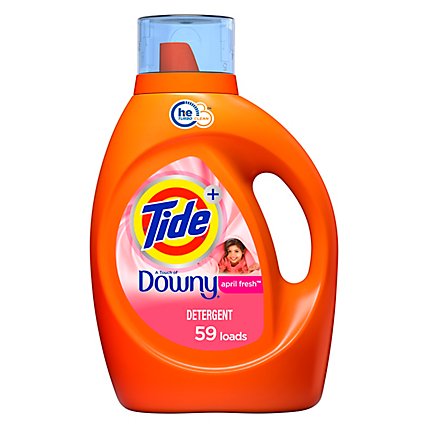 Tide Plus Touch of Downy April Fresh HE Compatible Liquid Laundry Detergent 59 Loads - 92 Fl. Oz. - Image 1