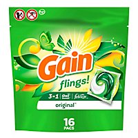 Gain flings! Original Scent Liquid Laundry Detergent Soap Pacs HE Compatible - 16 Count - Image 1