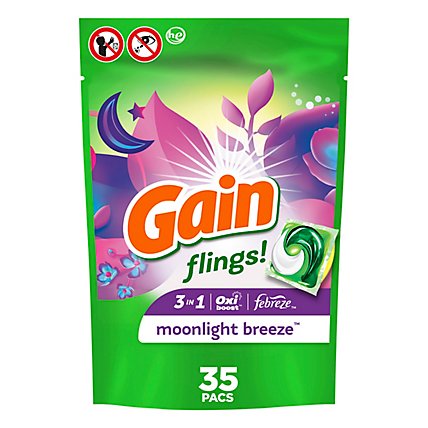 Gain flings! HE Compatible Moonlight Breeze Scent Liquid Laundry Detergent Soap Pacs - 35 Count - Image 1