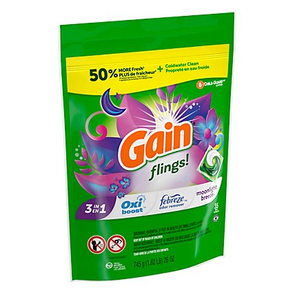 Gain flings! HE Compatible Moonlight Breeze Scent Liquid Laundry Detergent Soap Pacs - 35 Count - Image 3