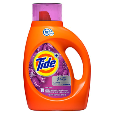 Tide Plus Laundry Detergent Liquid Febreze Freshness HE Turbo Clean Spring & Renewal - 46 Fl. Oz. - Image 1