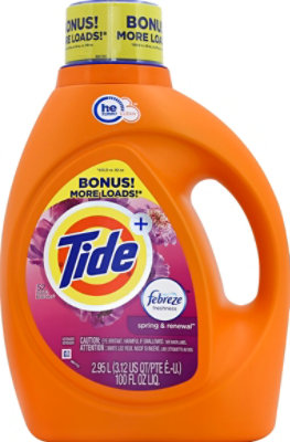Tide Plus Febreze Freshness Spring & Renewal HE Turbo Clean Liquid Laundry Detergent 92 fl oz - Image 2