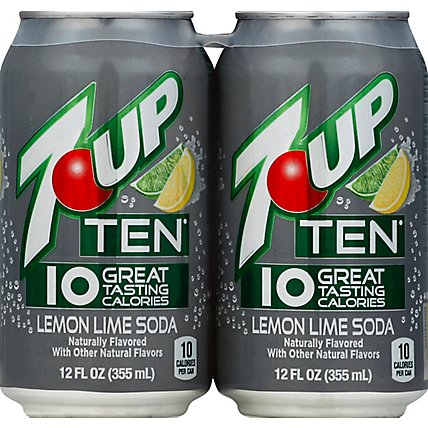 7UP Ten Lemon Lime Soda - 4-12 Fl. Oz. - Image 2