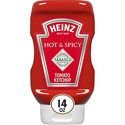 Heinz Hot & Spicy Tomato Ketchup Blended with TABASCO Brand Pepper Sauce Bottle - 14 Oz - Image 1