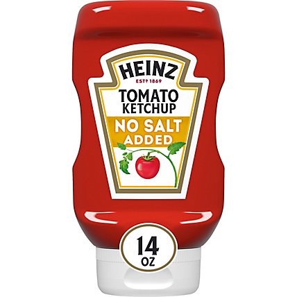 Heinz Tomato Ketchup with No Salt Added Bottle - 14 Oz - Image 1