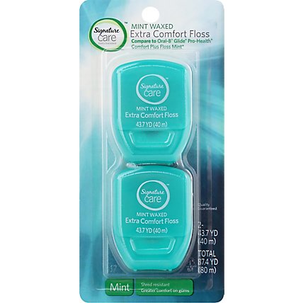 Signature Care Dental Floss Extra Comfort Mint Waxed - 2 Count - Image 2