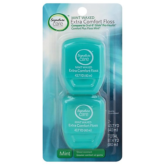 Signature Care Dental Floss Extra Comfort Mint Waxed - 2 Count