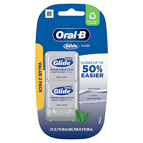 Oral-B Glide Pro-Health Deep Clean Cool Mint Dental Floss Value Pack - 2 Count