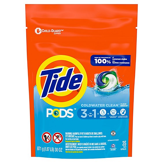 Tide PODS Clean Breeze Scent Liquid Laundry Detergent Pacs - 35 Count