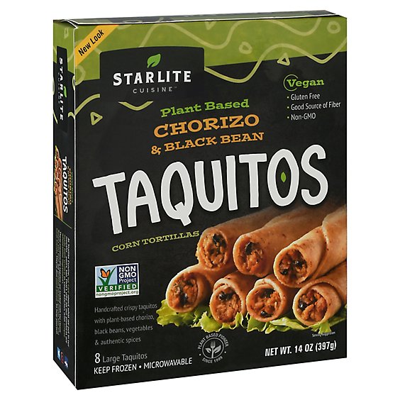 Starlite Cuisine Gluten Free Chorizo And Blanc Been Style Taquitos - 14 Oz