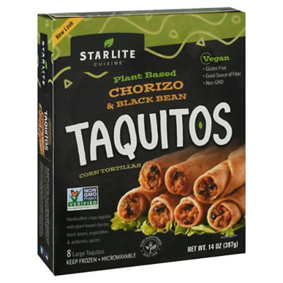 Starlite Cuisine Gluten Free Chorizo And Blanc Been Style Taquitos - 14 Oz