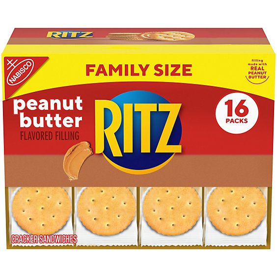 RITZ Crackers Sandwiches Peanut Butter Family Size Box - 16-1.38 Oz