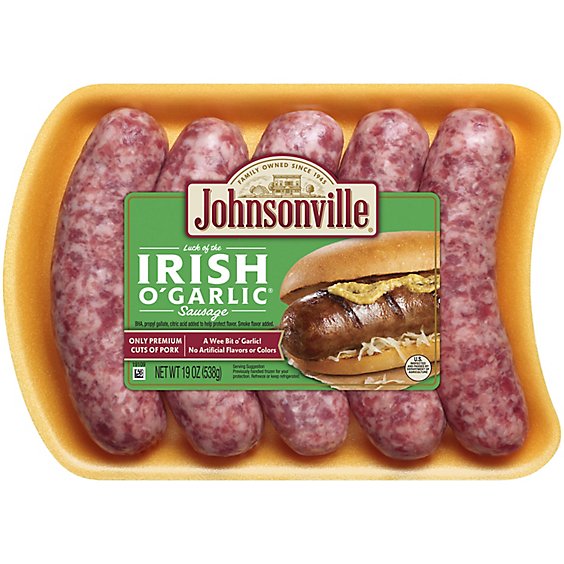 Johnsonville Sausage Irish O Garlic 5 Links - 19 Oz