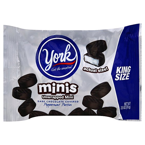 York Peppermint Pattie Dark Chocolate Covered King Size Unwrapped Minis - 2.5 Oz