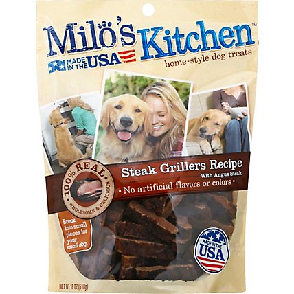 Milos Kitchen Dog Treats Home Style Steak Grillers Recipe With Angus Steak Pouch - 18 Oz - Image 2