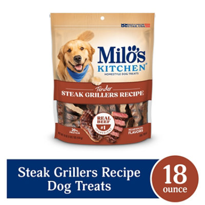 Milos Kitchen Dog Treats Home Style Steak Grillers Recipe With Angus Steak Pouch - 18 Oz - Image 1