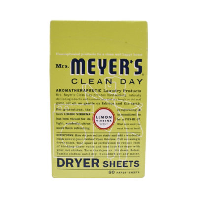 Mrs. Meyers Clean Day Dryer Sheets Lemon Verbena Scent (Pack of 80)