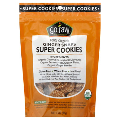 Go Raw Super Cookies Organic Ginger Snaps - 3 Oz