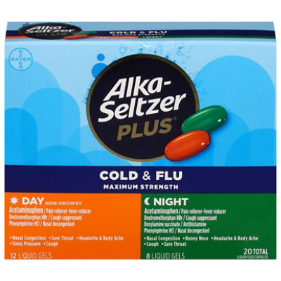 Alka-Seltzer Plus Day Night Multi Symptom Cold & Flu Formula Liquid Gels - 20 Count - Image 3