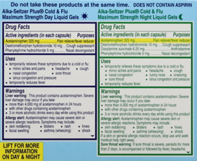 Alka-Seltzer Plus Day Night Multi Symptom Cold & Flu Formula Liquid Gels - 20 Count - Image 5