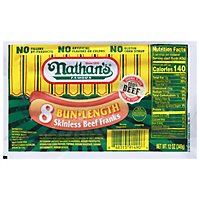 Nathan's Famous Skinless All Beef Bun Length Hot Dogs - 8 Count - 12 Oz - Image 1