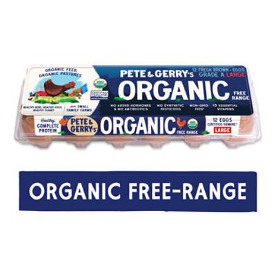 Pete & Gerrys Organic Eggs Free Range Large - 12 Count - Image 1