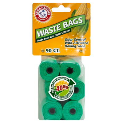 ARM & HAMMER Waste Bags Biodegradable 33% More 6 Rolls Bag - 90 Count