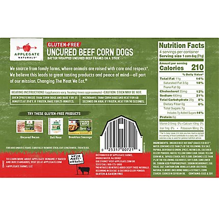Applegate Natural Gluten-Free Corn Dogs Frozen - 10oz - Image 7