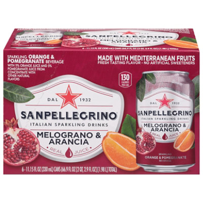 Sanpellegrino Sparkling Beverage Pomegranate & Orange - 6-11.15 Fl. Oz.